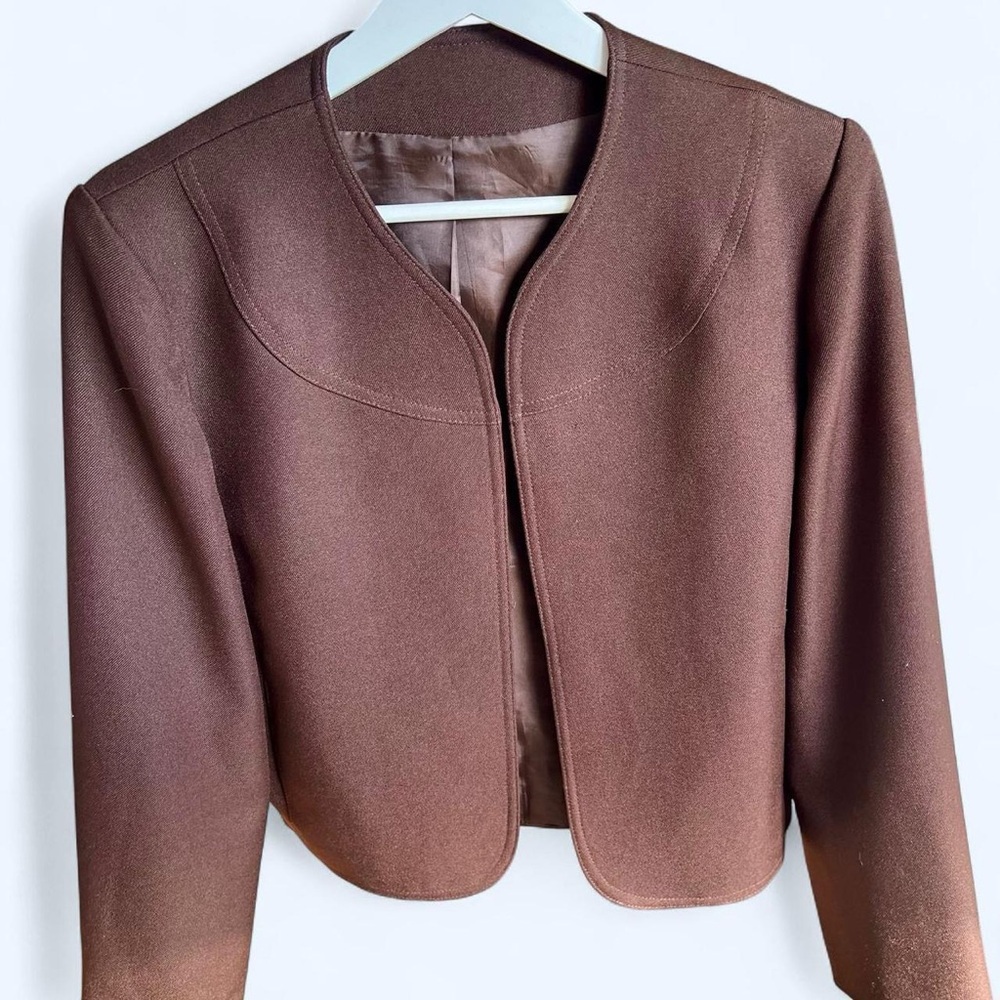 Vintage 90s Barclay Square Brown Cropped Box Blazer Jacket